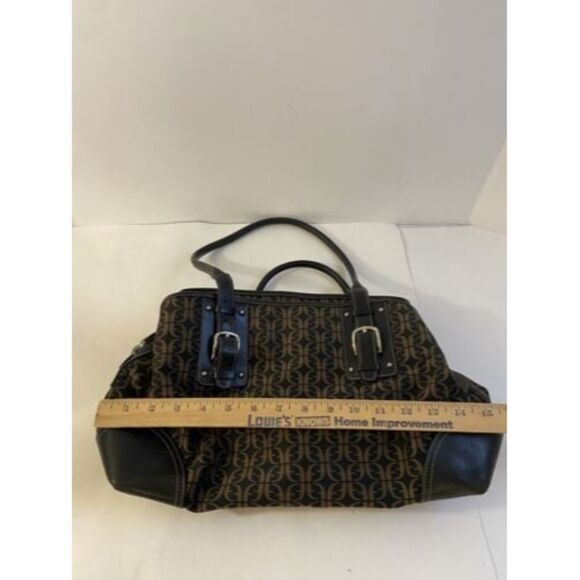 FOSSIL WOMEN'S SIGNATURE CANVAS BROWN/BLACK SHOULDER BAG PURSE GEOMETRIC Key - Picture 7 of 8